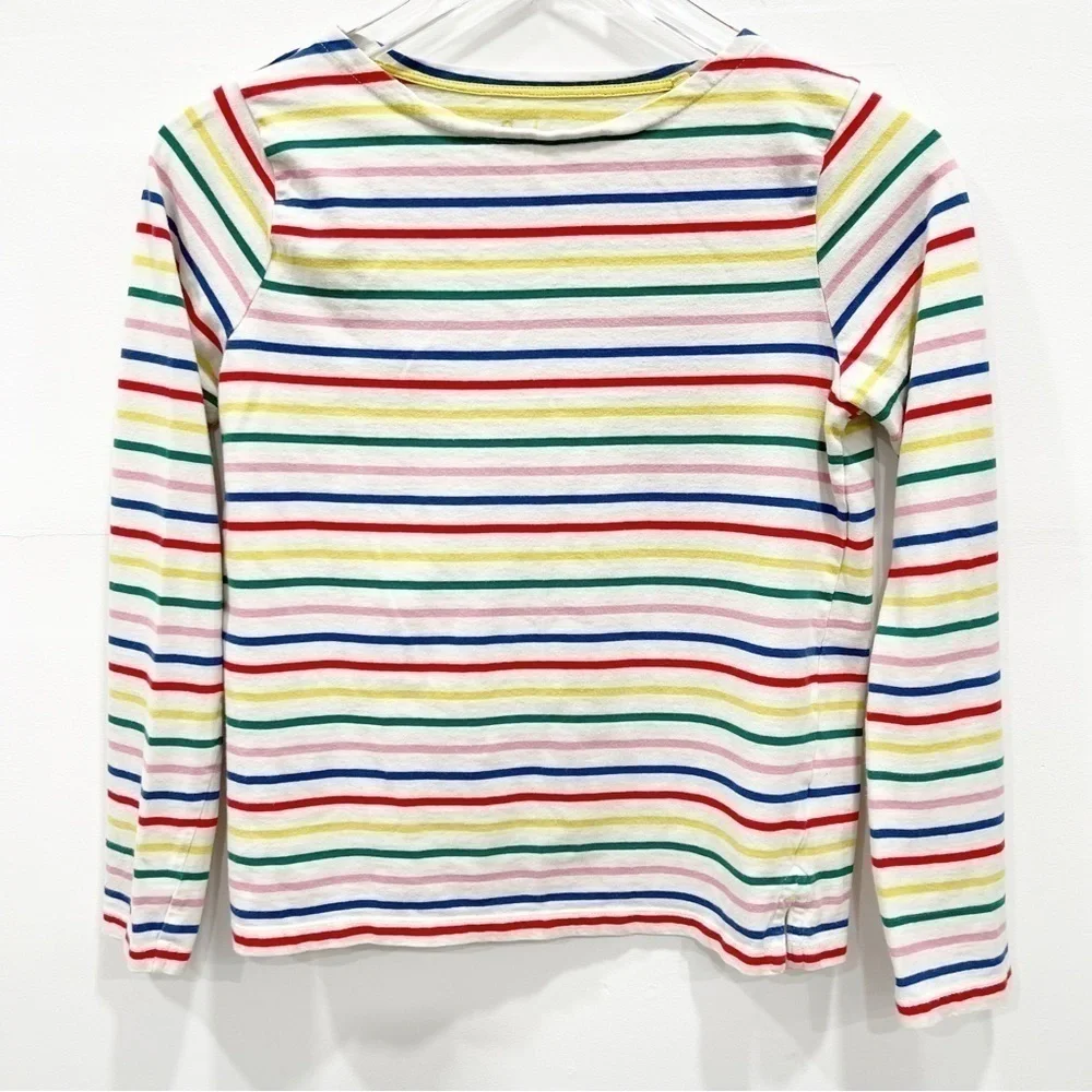 Mini Boden Breton T-Shirt Long Sleeve Rainbow Stripe Size 13-14y Cotton